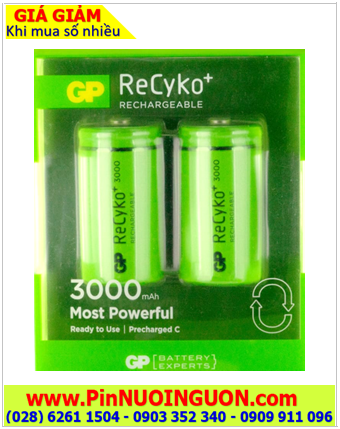 GP C3000mAh HR14; Pin sạc C 1.2v GP Recyko C3000mAh HR14 chính hãng (Vỉ 2viên) |HẾT HÀNG